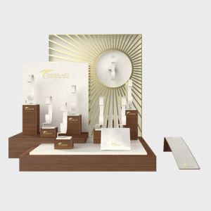 Brass Metal Wooden Watch Window Display Set
